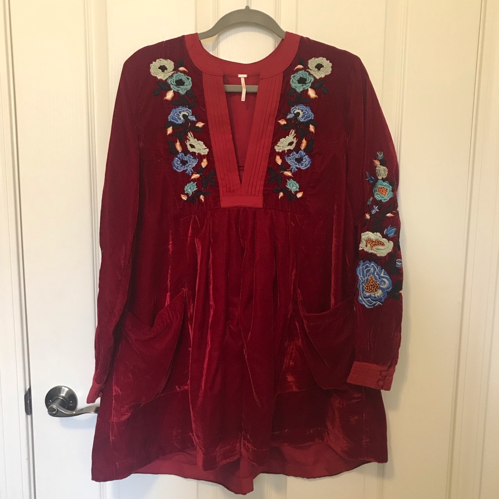 Free people velvet embroidered dress